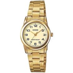Relógio casio feminino dourado analógico LTP-V001G-9BUDF