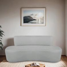 Sofá Curvo Orgânico 130cm 2 Lugares Bouclé Antonela