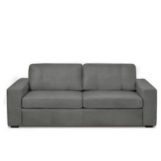 Sofá Decorativo Agatha 3 Lugares Sala De Estar 235cm Pés Em Madeira Couro Grafite G88 - Gran Belo