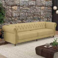 Sofá Living Sala de Estar Stanford Chesterfield 3 Lugares 240cm Pés de