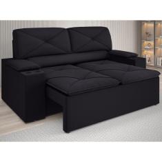 Sofá com Porta Copos Retrátil e Reclinável Pop 1,54m Velosuede - NETSOFAS