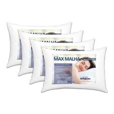 Travesseiro Fibras Siliconadas Max Malha Kit c/ 4 Un 50x70 - Ortobom