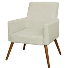 Poltrona Decorativa Para Sala de Estar e Recepção Maria Linho Bege - L