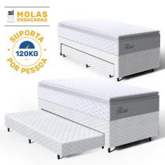 Cama Box com Colchao de Molas Ensacadas Pillow Top Flora Auxiliar de E