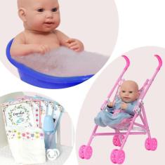 Boneco Reborn Menino Príncipe Carrinho 11 Itens Envio 24 Hrs - Cegonha