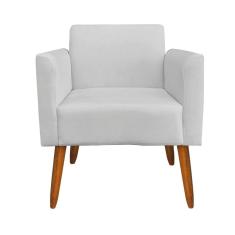 Kit 02 Poltronas Marisa Suede Cinza Pés Palito Castanho