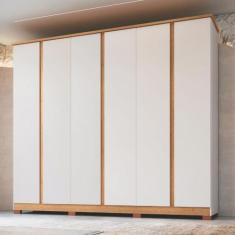 Guarda Roupa Casal 6 Portas 4 Gavetas Zeus Móveis Castro, Branco Line