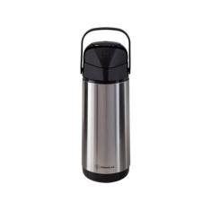 Garrafa Térmica Lumina 1L Pressão Inox - Termolar, 1L, Inox e Preto