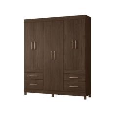 Guarda Roupa Casal 6 Portas Poema 64400 Ébano Touch Demóbile, Ébano