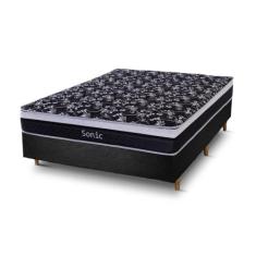 Conjunto Box Casal e Colchão Sonic Molas Ensacadas Cristalflex, Casal