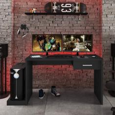 Mesa Gamer Escrivaninha 1 Gaveta DRX 9000 Espresso Móveis Preto Black