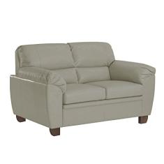 Sofá 2 Lugares Sala de Estar Pés em Madeira Nauru Couro Avelã - Gran Belo