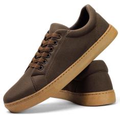 Tênis Casual Lona Masculino Confortável Com Cadarço e Detalhe Costura Lateral-Masculino