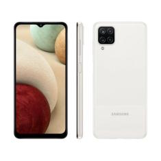 Smartphone Samsung Galaxy A12 64Gb Branco 4G - 4Gb Ram Tela 6,5 Câm. Q