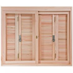 Janela de Madeira Pantográfica 100x120cm Com Caixilho 14cm  EWK 360 Rondosul Marroml