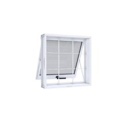 Janela de Aço Maxim-ar 50x50cm com Grade Quadrada e Vidro Riobras Branco