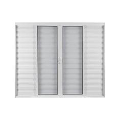 Janela de Alumínio Veneziana de Correr 120x150cm 6 Folhas 2 Fixas com Vidro Mini Boreal Linha Soft MGM Branco