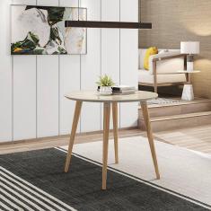 Mesa para Sala de Jantar Redonda 90cm Tampo em Vidro Veneza Casa D Off White