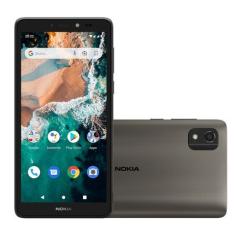 Smartphone Nokia C2 2nd Edition 4G 32 GB Tela 5,7" Câmera com IA Android  + Capa/Película/Fone/Carregador - Cinza - NK085 NK085