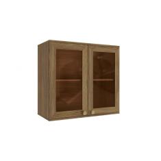 Armário Aéreo p/ Cozinha Curve N649 c/2 Portas de Vidro Reflecta 80cm Nogueira - Kappesberg