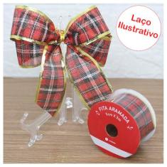 Rolo Fita Aramada Xadrez Decoração Natalina 5cmx3m