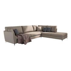 Sofá de Canto 5 Lugares Direito Itália Tecido Cinza - Pluma Decor, Cin