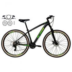 Bicicleta Aro 29 Ksw Xlt 24v Freios Disco Hidráulicos Garfo Suspensão Pneu Faixa - Preto/verde Tam.19