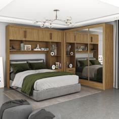 Guarda-roupa Casal Modulado 4 Portas Santiago 3 Portas Premium 5 Gaveta com Espelho Cinamomo