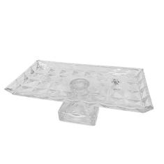 Centro de Mesa Cristal c/pé Aquamarine 35x17,5cm Class Home