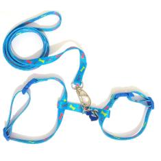 Conjunto Peitoral Pra Gatos Azul  Tam. Único  12Cm A 22Cm 