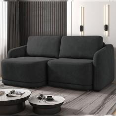 Sofá Cama Modulado Retrátil E Reclinável Varsóvia 196cm Veludo Cinza Chumbo G33 - Gran Belo