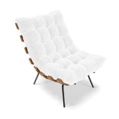 Poltrona Costela Corano Base Metálica Preto - D'Rossi Branco - DROSSI