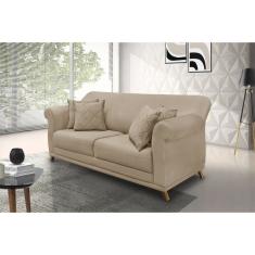 Sofá 3 Lugares 220cm Suede Arras Spezzia Decor Bege