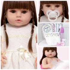 Boneca Reborn Barata Corpo 100% Silicone Com Kit Acessórios - Cegonha 