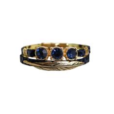 Pulseira Armazem Rr Bijoux Couro Pena Azul Marinho