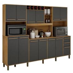 Armário de Cozinha Ágata Cinamomo Grafite - Valdemóveis - VALDEMOVEIS