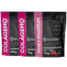 Kit: Whey Protein Concentrado 1Kg + Colágeno 2Kg - 100% Importado - Soldiers Nutrition-Unissex