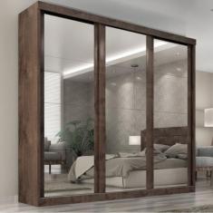 Guarda Roupa Casal Sevilha 3 Portas de Correr com Espelho nas 3 Portas