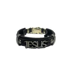 Pulseira de Couro Jesus Verniz Social Gospel Regulável