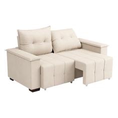 Sofá 3 Lugares Retrátil e Reclinável Slim Suede Bege