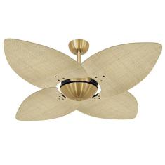 Ventilador De Teto Office Dunamis Dourado Rattan 220V