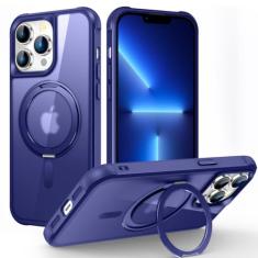 Cyberowl Capa para iPhone 14 Pro de 6,1 polegadas com suporte de anel magnético rotativo de 360° compatível com MagSafe Capa protetora à prova de choque leve e translúcida fosca à prova de choque