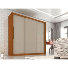 Guarda Roupa Casal 3 Portas e 4 Gavetas Panamá - Sallêto  - Cinamomo/Off