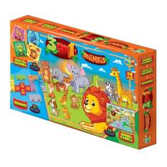 Kit 3 Jogos 1 Animais Quebra Cabeça Jogo Da Memória E Dominó