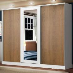 Guarda Roupa Casal 100% MDF Madesa Eros 3 Portas de Correr com Espelho