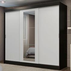 Guarda-Roupa Casal Madesa Kansas 3 Portas de Correr com Espelho 3 Gave