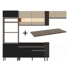 Cozinha Completa Madesa Safira com Armário e Balcão + Tampo, Rustic/Pr