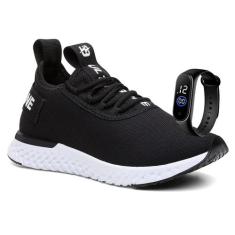 Tênis Polo Ultrabone Feminino Caminhada Academia+Relógio, Preto, Branc