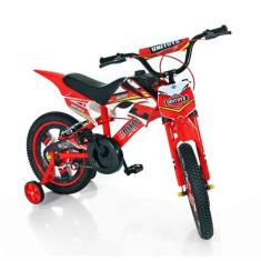Bicicleta Infantil Moto Cross Aro 16  Vermelha - Unitoys
