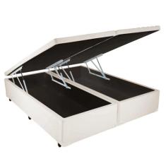 Cama Box KING SIZE com Bau Pistão a gás bege Sintético Bipartido - 193